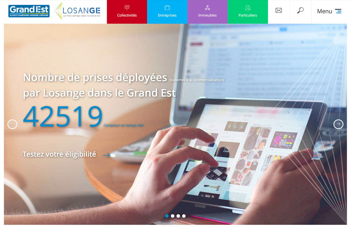Site de Losange Fibre, opérateur de réseau fibre du Grand Est